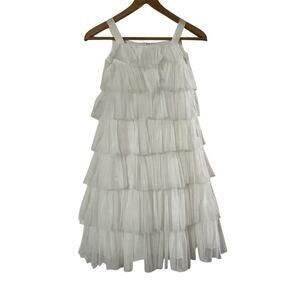 David's Bridal Girls Tulle Ruffled Layered White Dress Size 10